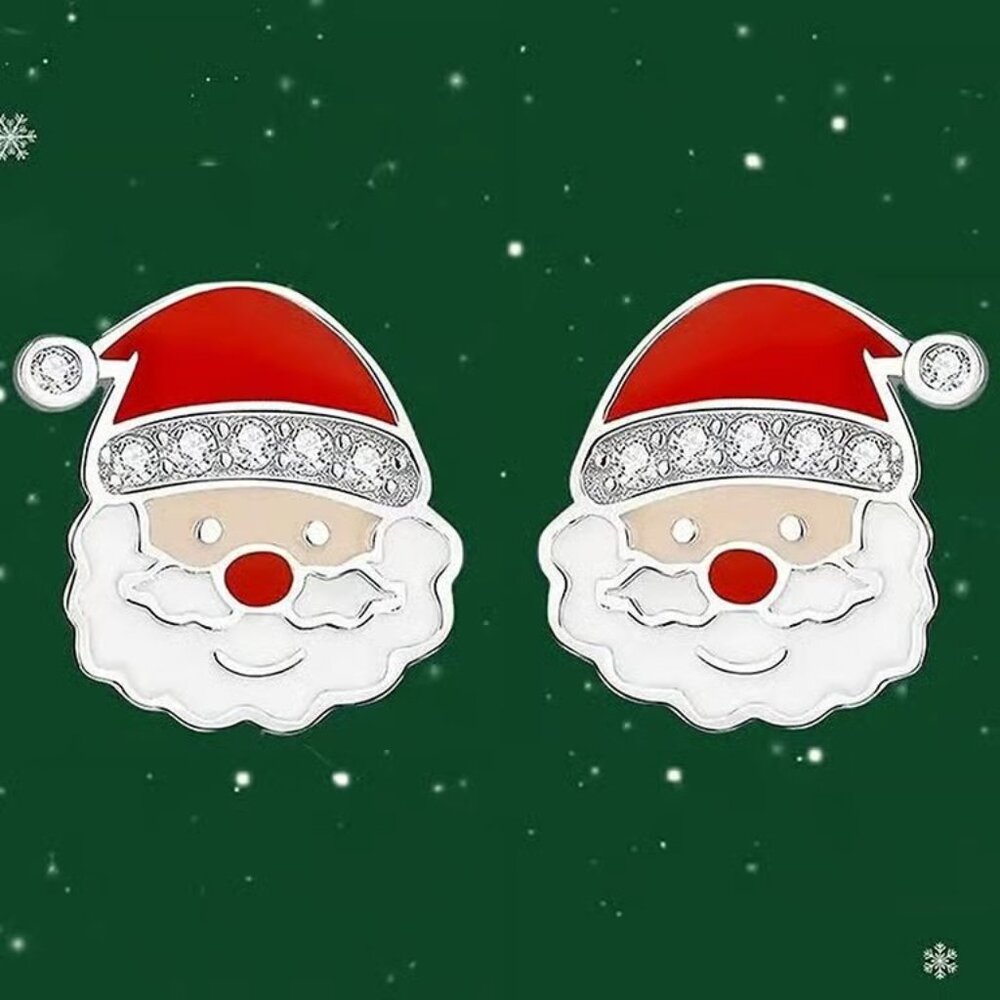 Stainless Steel SANTA CLAUS Christmas Stud Earrings